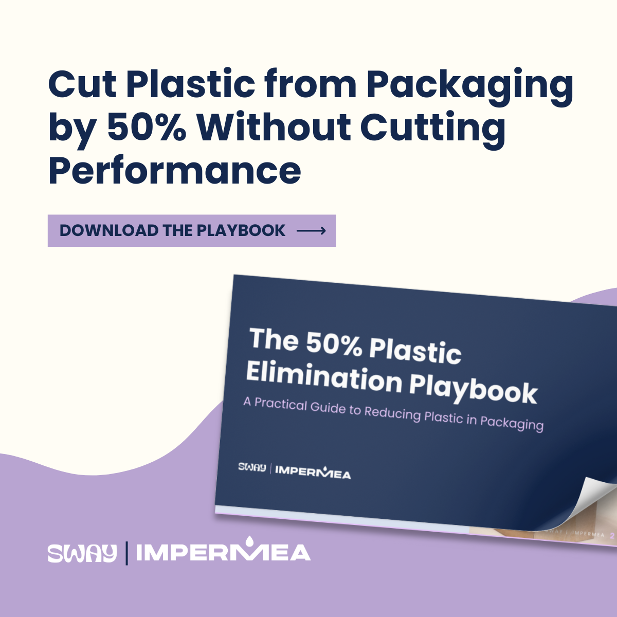 The 50% Plastic Elimination Playbook — LinkedIn graphic