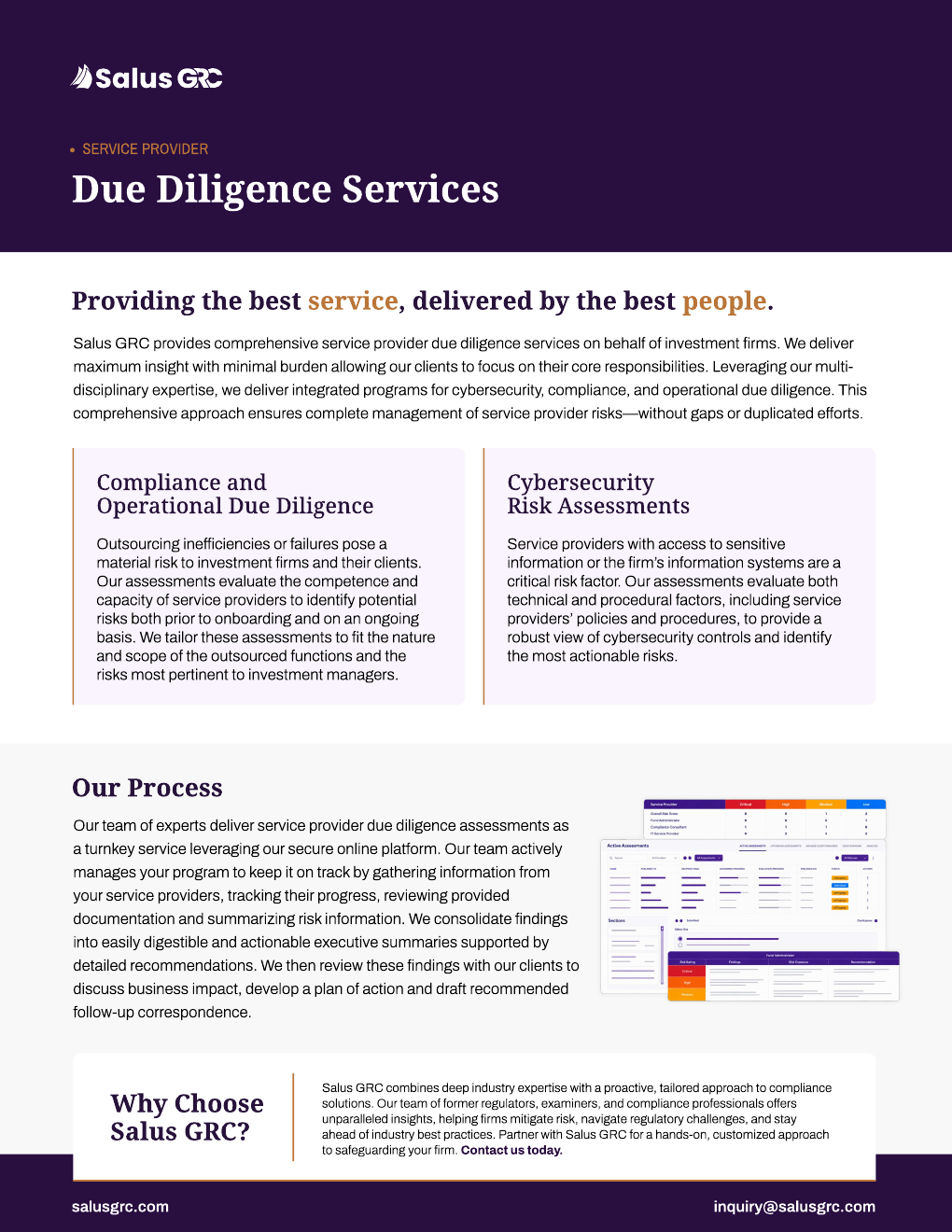 Service Provider Due Diligence — designed letter